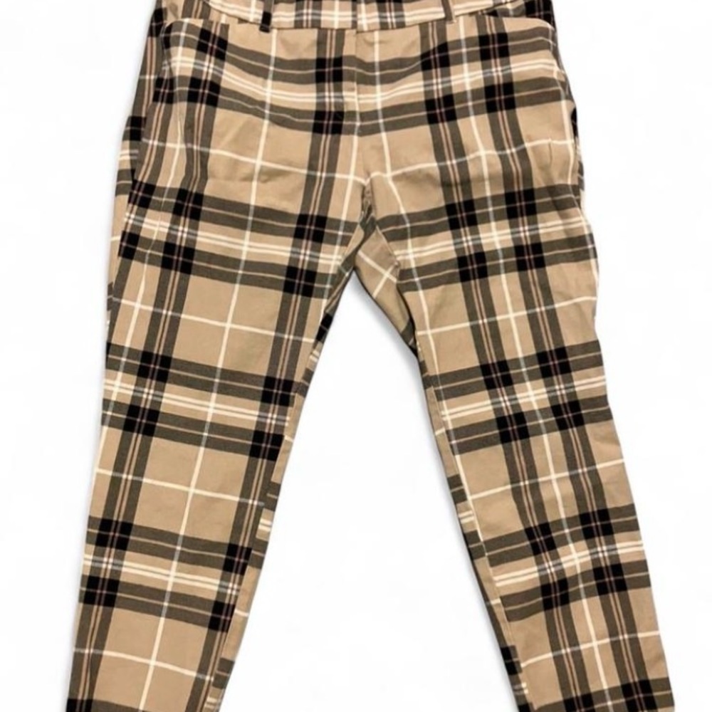 New York & Company Tan Plaid Chinos Preppy Indie Acadamia